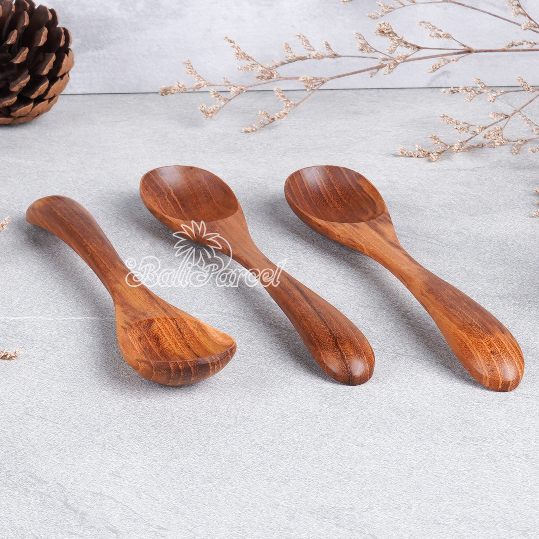 Wooden Spoon, Hand Carved From Teak Wood Wood, Finishing With Olive Oil.