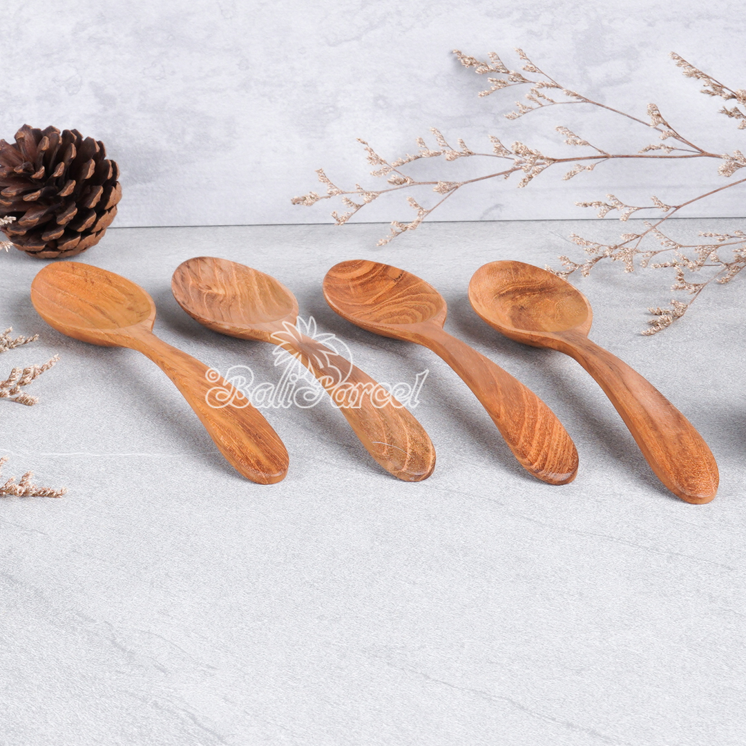 Wooden Spoon, Hand Carved From Teak Wood Wood, Finishing With Olive Oil.