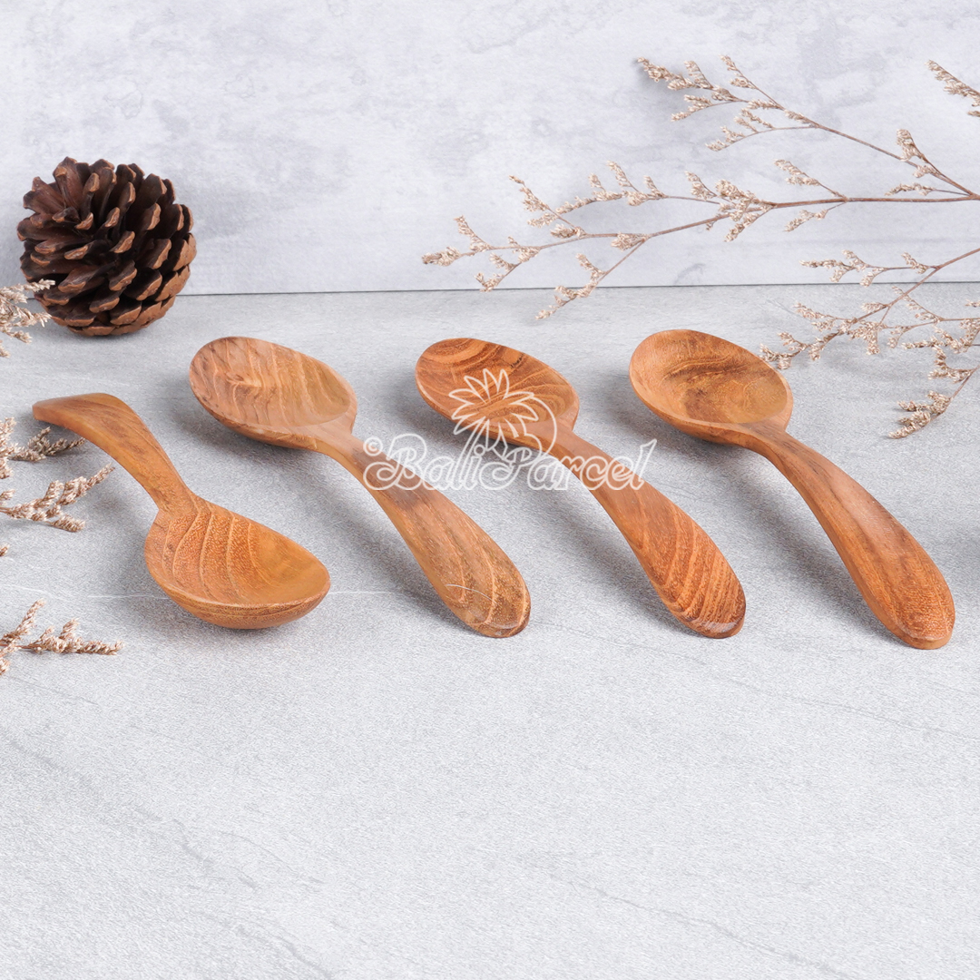 Wooden Spoon, Hand Carved From Teak Wood Wood, Finishing With Olive Oil.