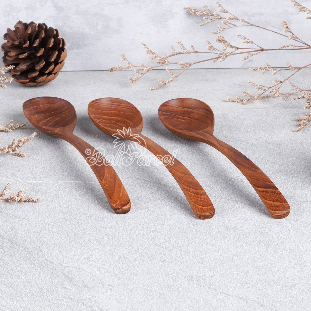 Wooden Spoon, Hand Carved From Teak Wood Wood, Finishing With Olive Oil.