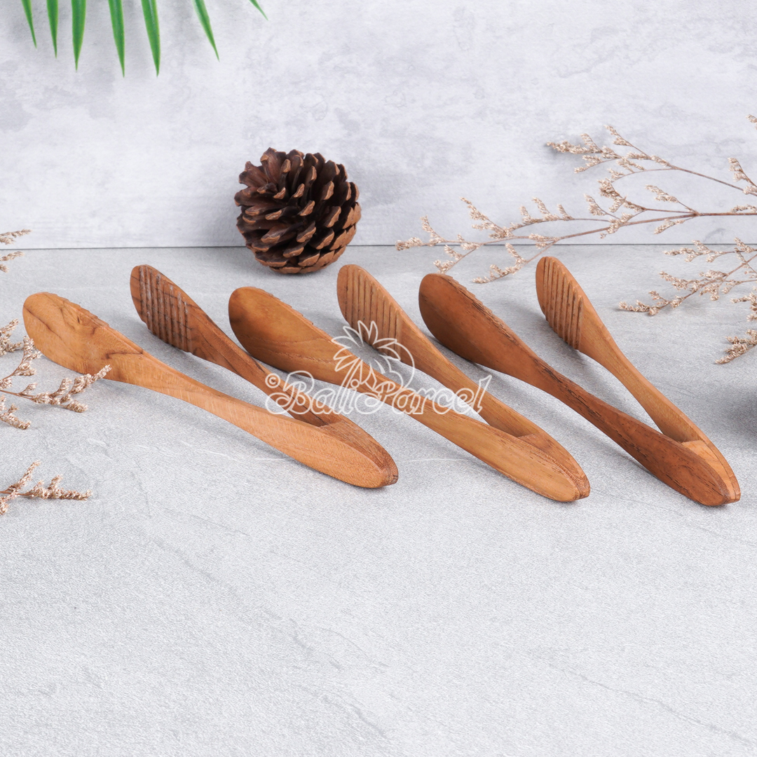 Wooden Bread Spoon, Hand Carved From Teak Wood Wood, Finishing With Olive Oil