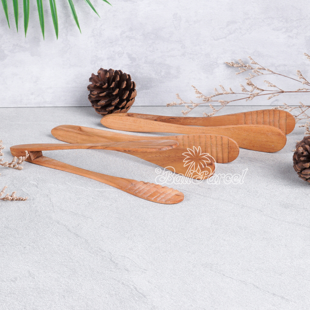Wooden Bread Spoon, Hand Carved From Teak Wood Wood, Finishing With Olive Oil