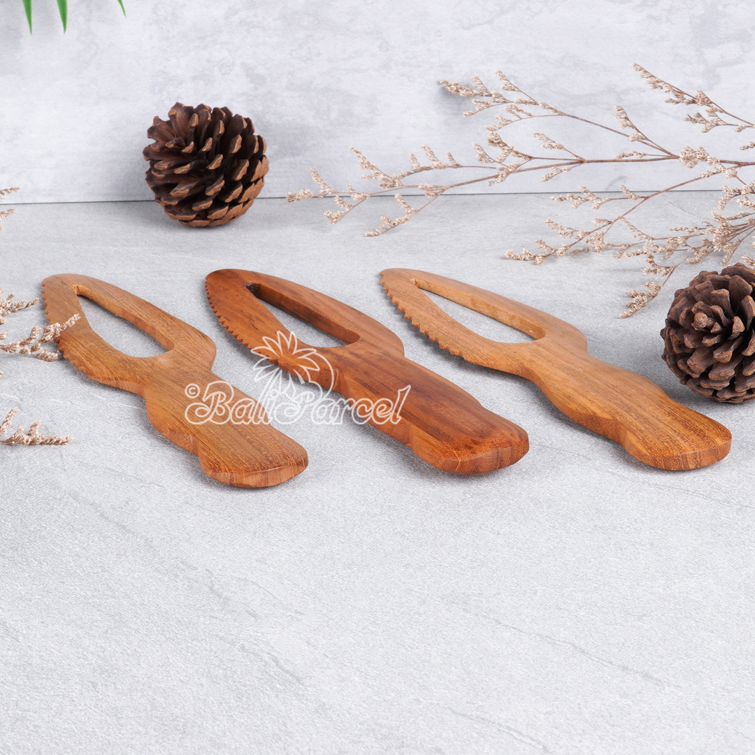 Wooden Knife, Hand Carved From Teak Wood, Finishing With Olive Oil.