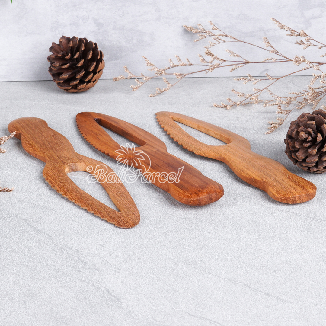 Wooden Knife, Hand Carved From Teak Wood, Finishing With Olive Oil.