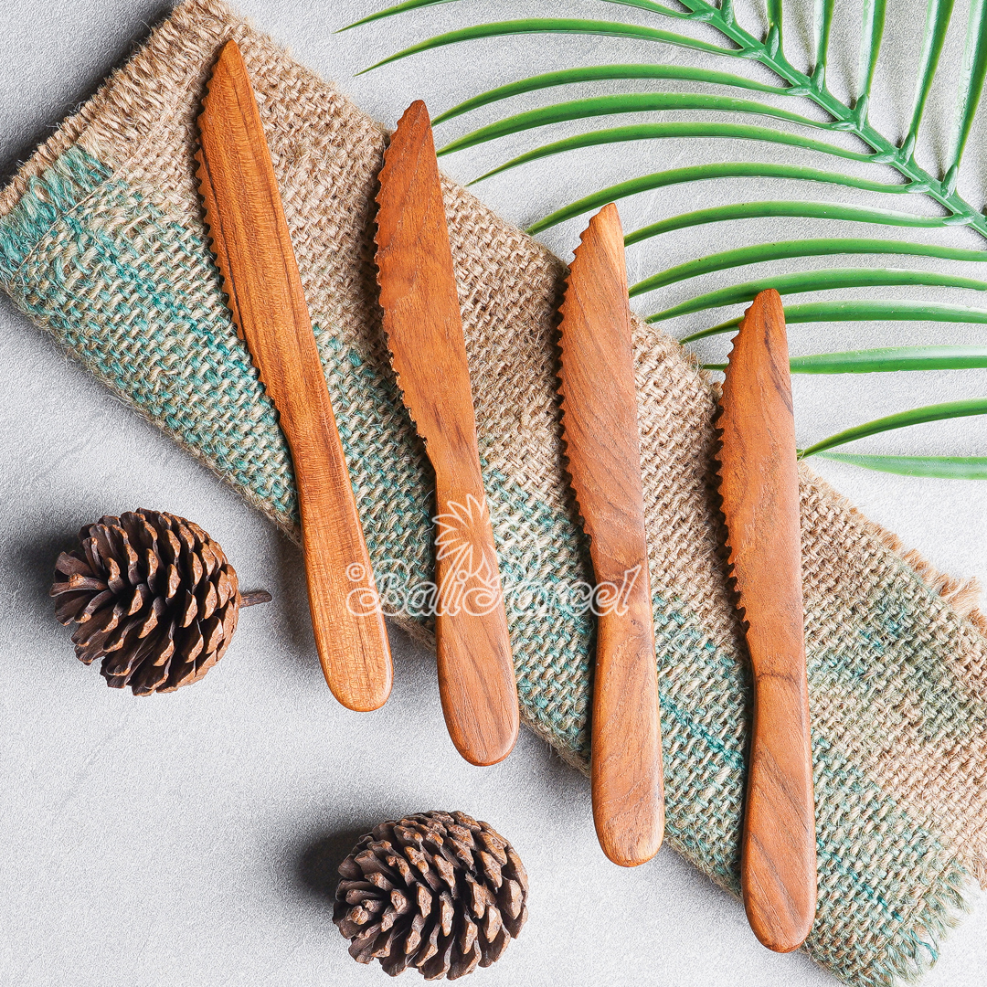 Wooden Knife, Hand Carved From Teak Wood, Finishing With Olive Oil.