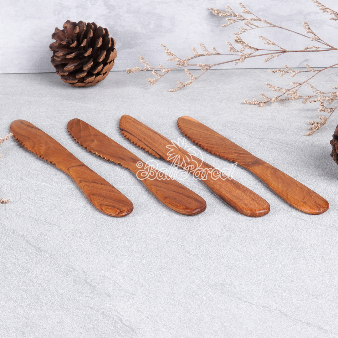 Wooden Knife, Hand Carved From Teak Wood, Finishing With Olive Oil.