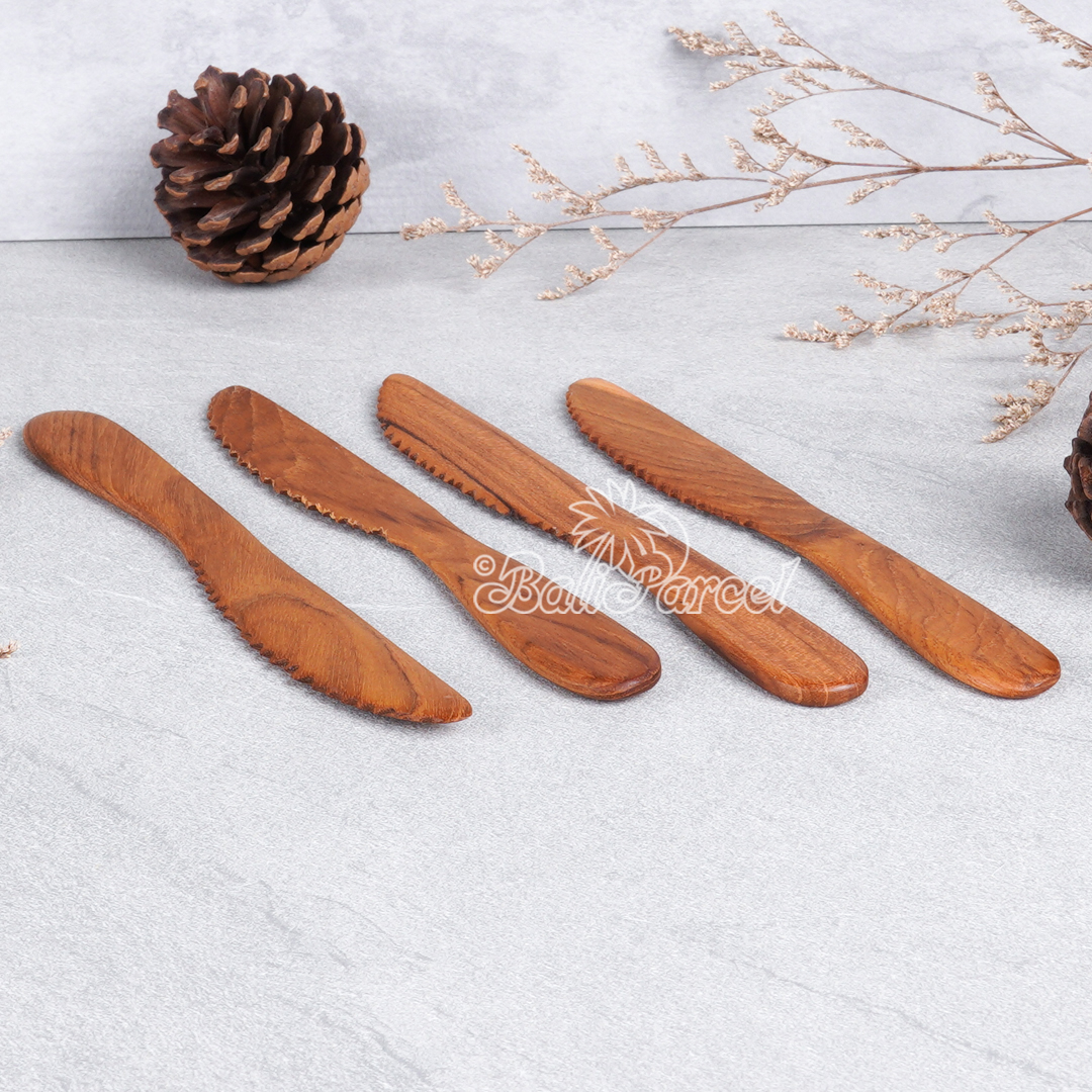 Wooden Knife, Hand Carved From Teak Wood, Finishing With Olive Oil.