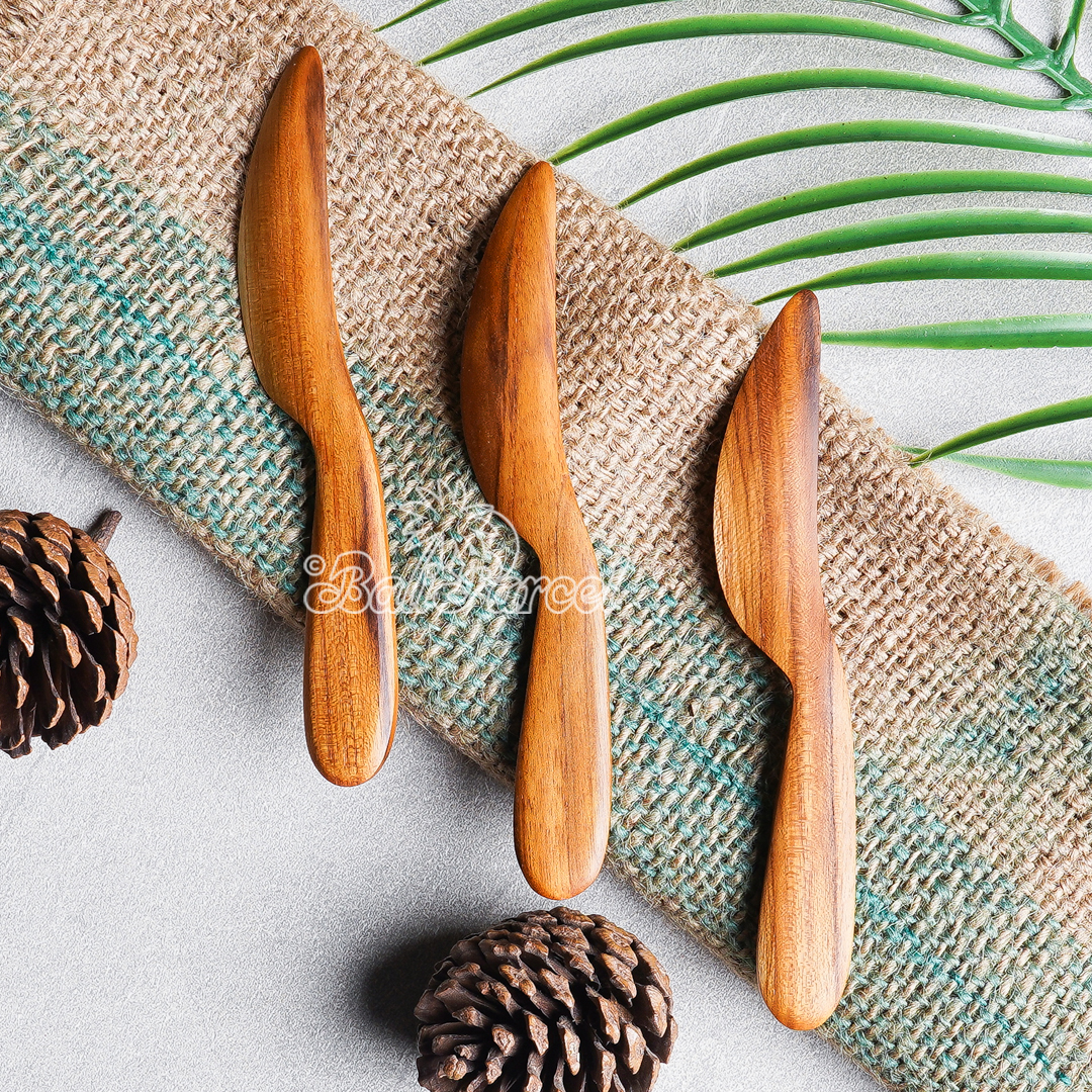 Wooden Knife, Hand Carved From Teak Wood, Finishing With Olive Oil.