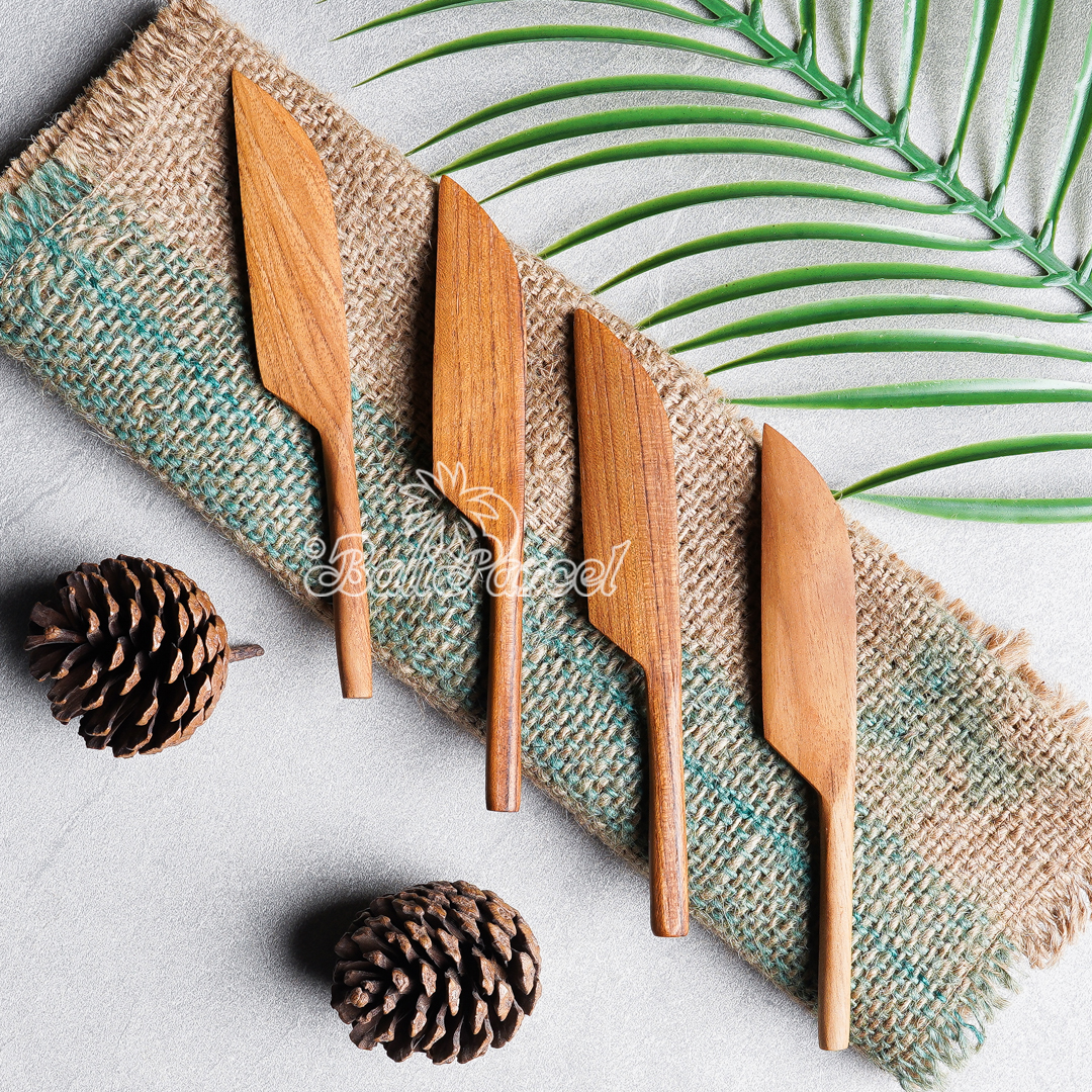 Wooden Knife, Hand Carved From Teak Wood, Finishing With Olive Oil.