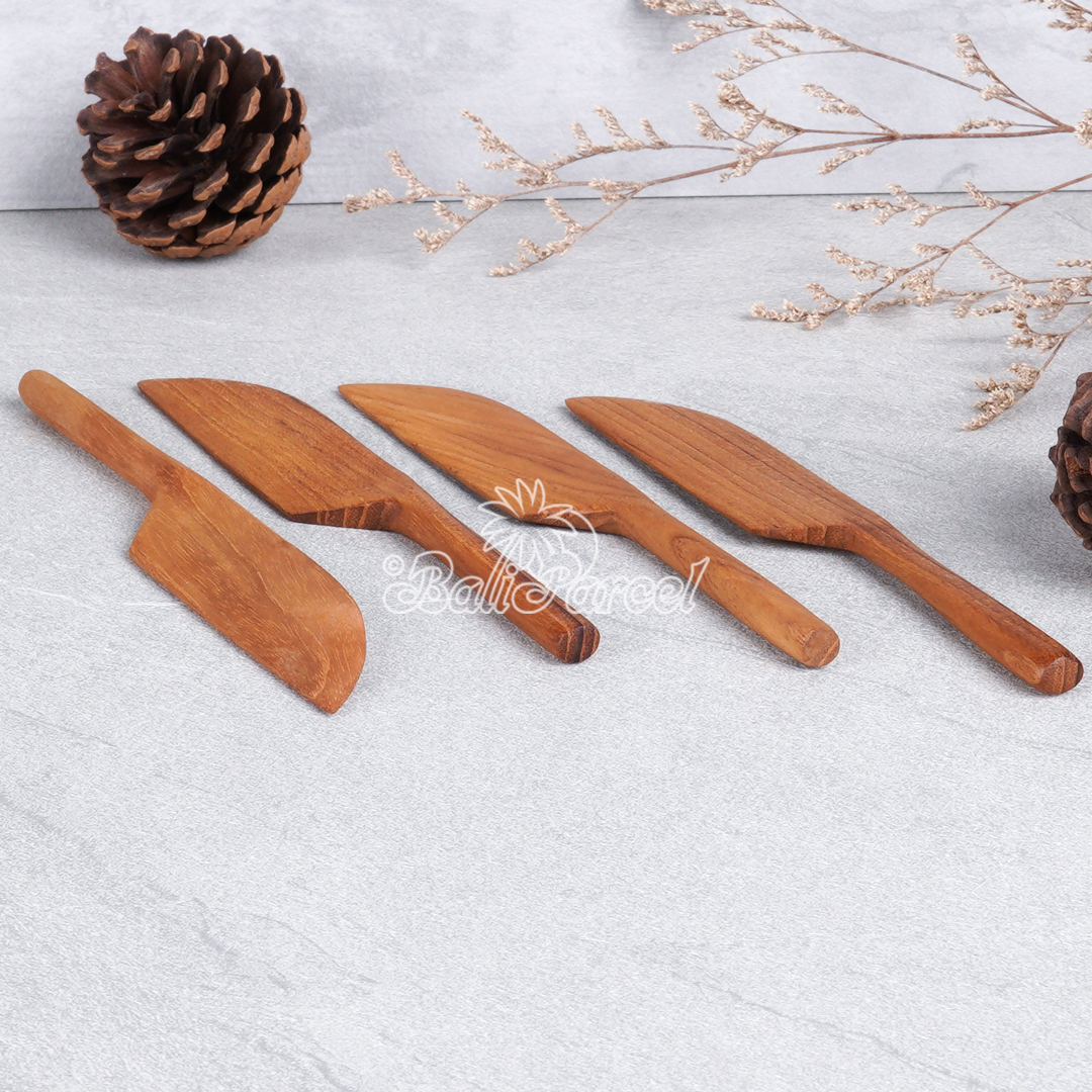 Wooden Knife, Hand Carved From Teak Wood, Finishing With Olive Oil.