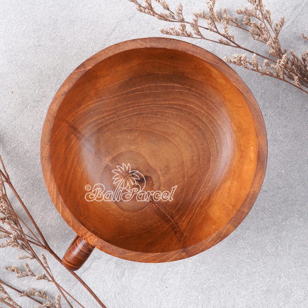 Wooden Glas, Hand Carved From Teak Wood, Finishing With Olive Oil.