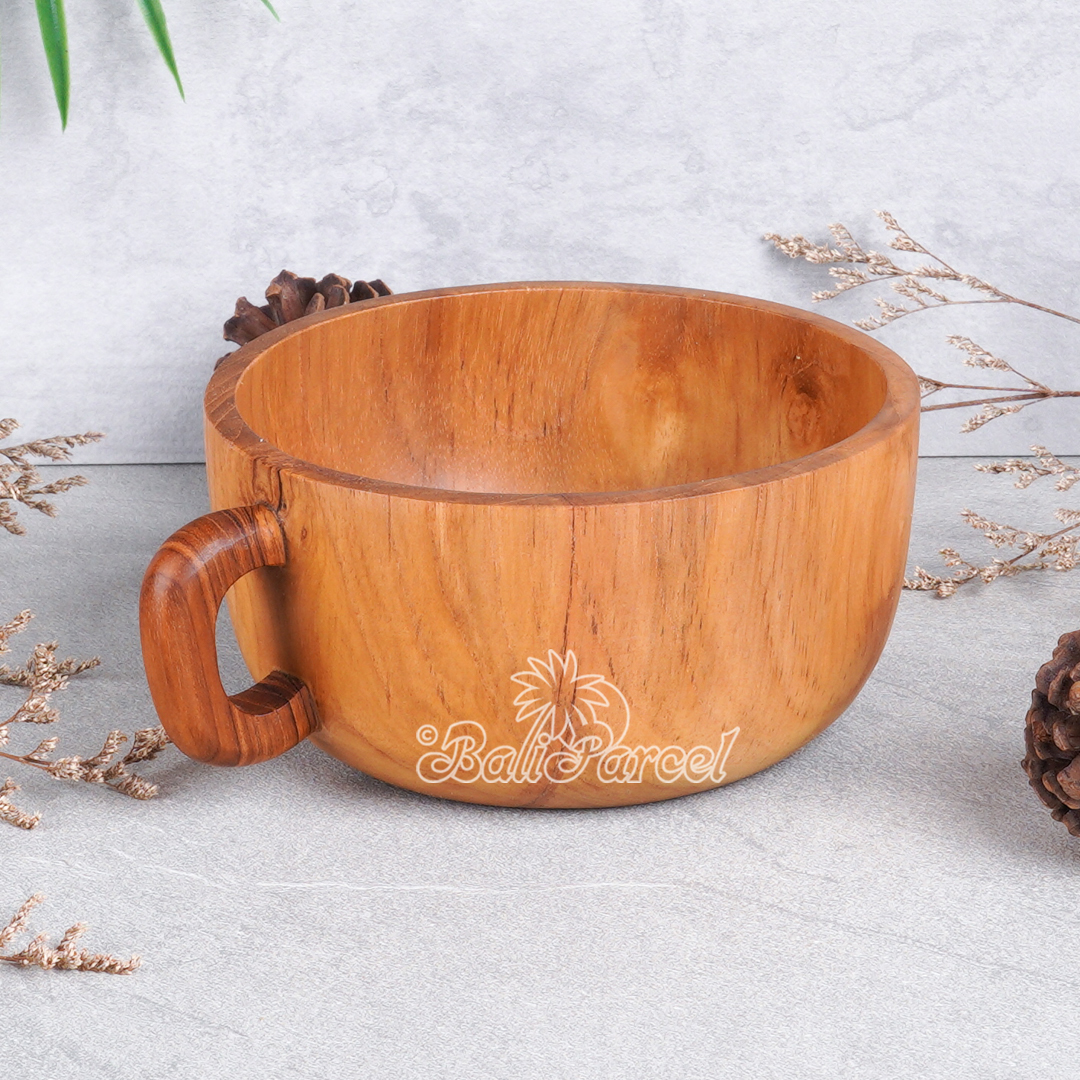 Wooden Glas, Hand Carved From Teak Wood, Finishing With Olive Oil.