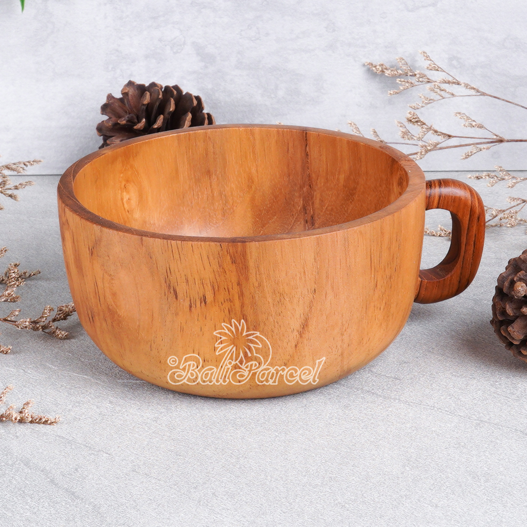 Wooden Glas, Hand Carved From Teak Wood, Finishing With Olive Oil.