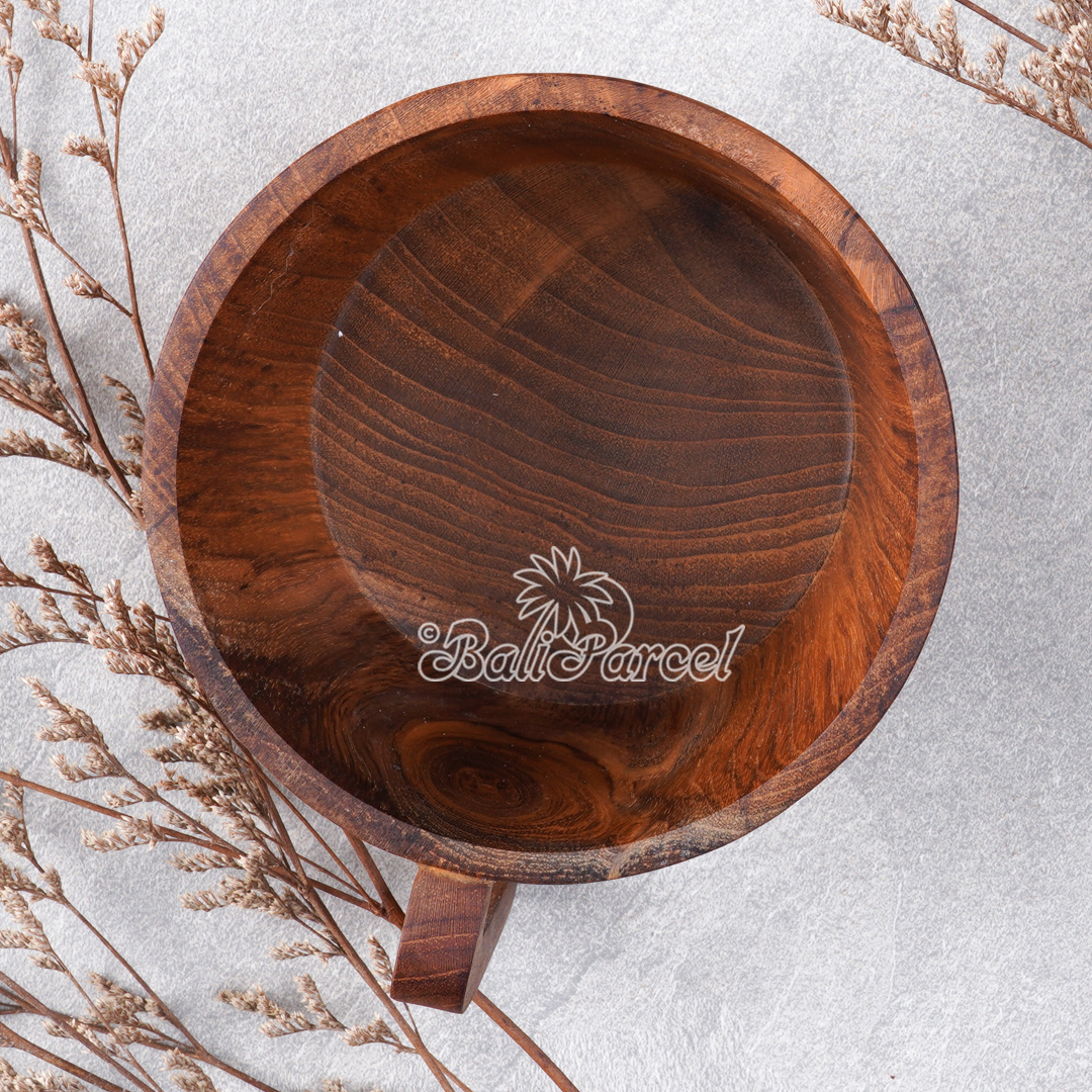 Wooden Glas, Hand Carved From Teak Wood, Finishing With Olive Oil.