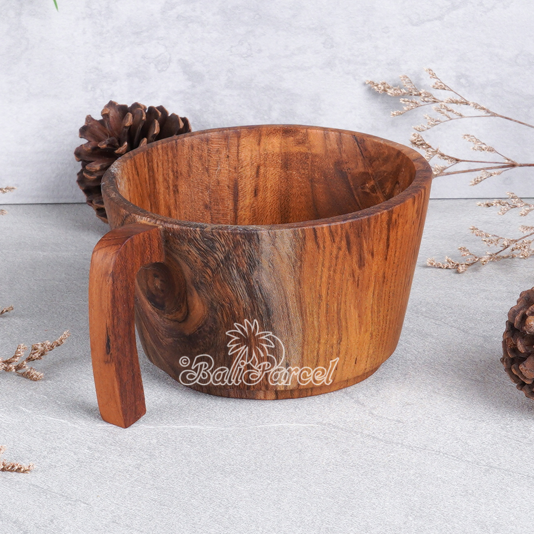 Wooden Glas, Hand Carved From Teak Wood, Finishing With Olive Oil.