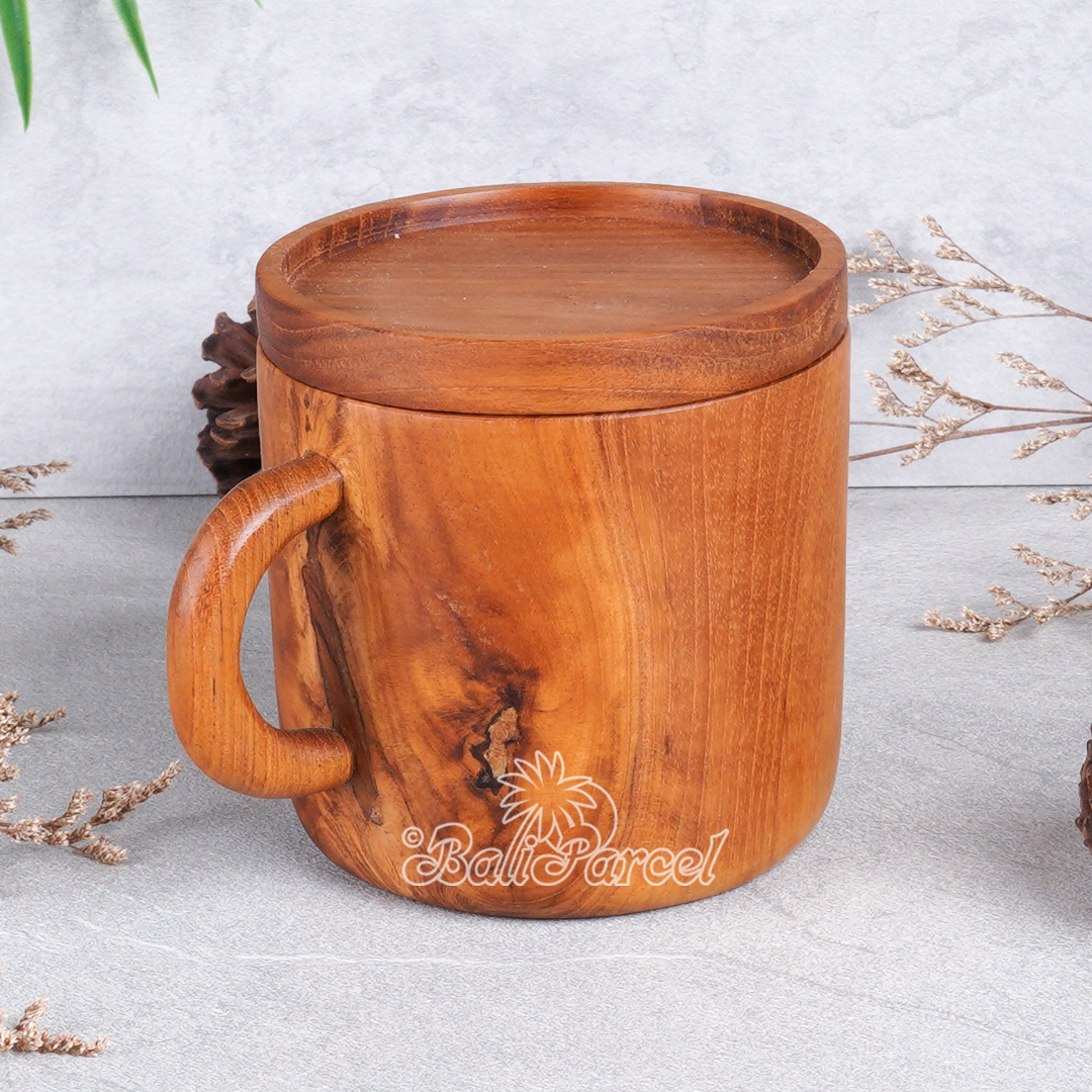 Wooden Glas, Hand Carved From Teak Wood, Finishing With Olive Oil.