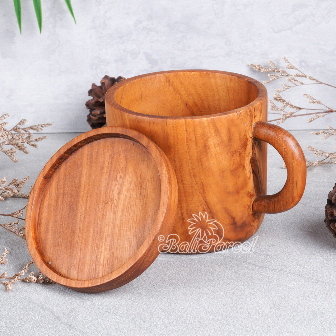 Wooden Glas, Hand Carved From Teak Wood, Finishing With Olive Oil.