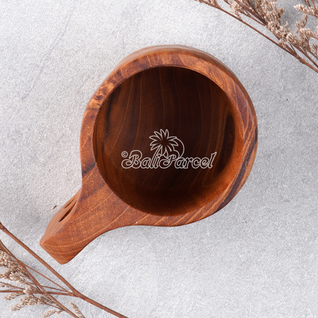 Wooden Glas, Hand Carved From Teak Wood, Finishing With Olive Oil.
