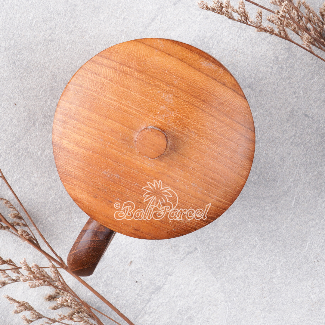 Wooden Glas, Hand Carved From Teak Wood, Finishing With Olive Oil.