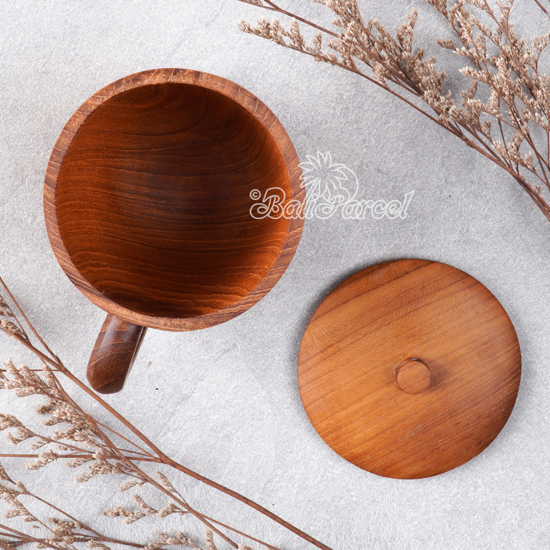 Wooden Glas, Hand Carved From Teak Wood, Finishing With Olive Oil.