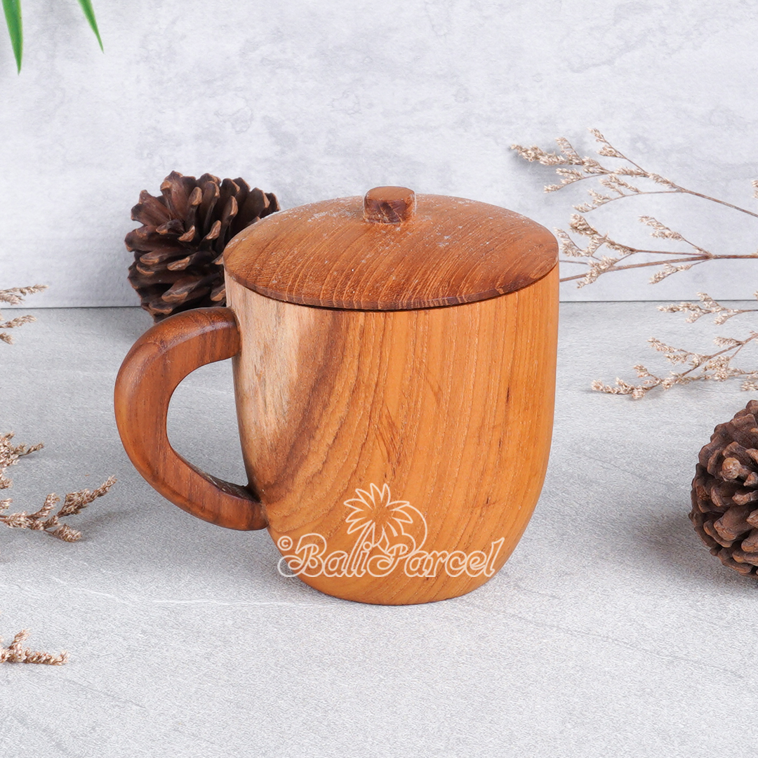 Wooden Glas, Hand Carved From Teak Wood, Finishing With Olive Oil.