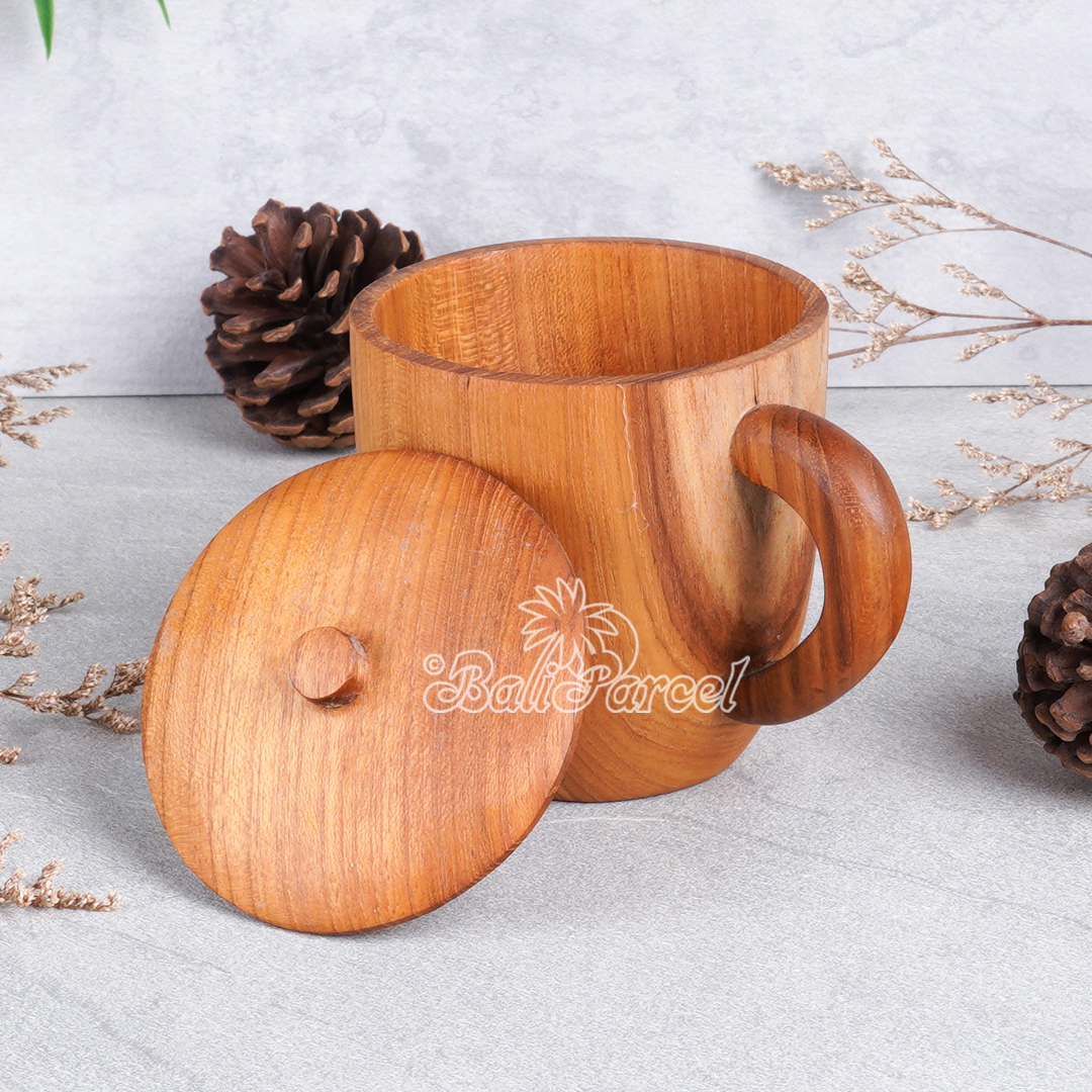 Wooden Glas, Hand Carved From Teak Wood, Finishing With Olive Oil.