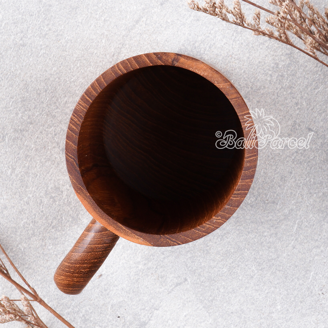 Wooden Glas, Hand Carved From Teak Wood, Finishing With Olive Oil.