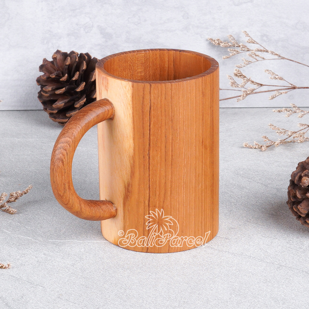 Wooden Glas, Hand Carved From Teak Wood, Finishing With Olive Oil.