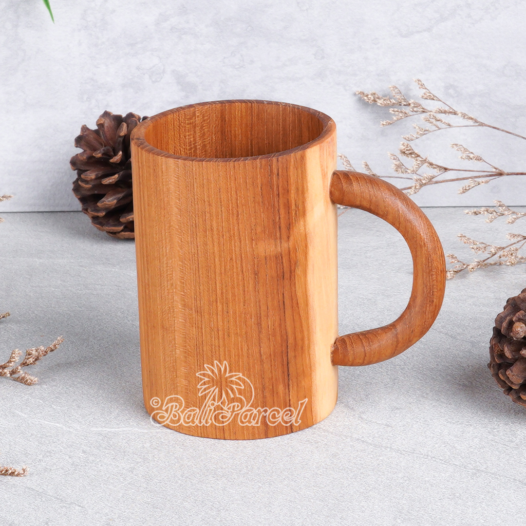 Wooden Glas, Hand Carved From Teak Wood, Finishing With Olive Oil.