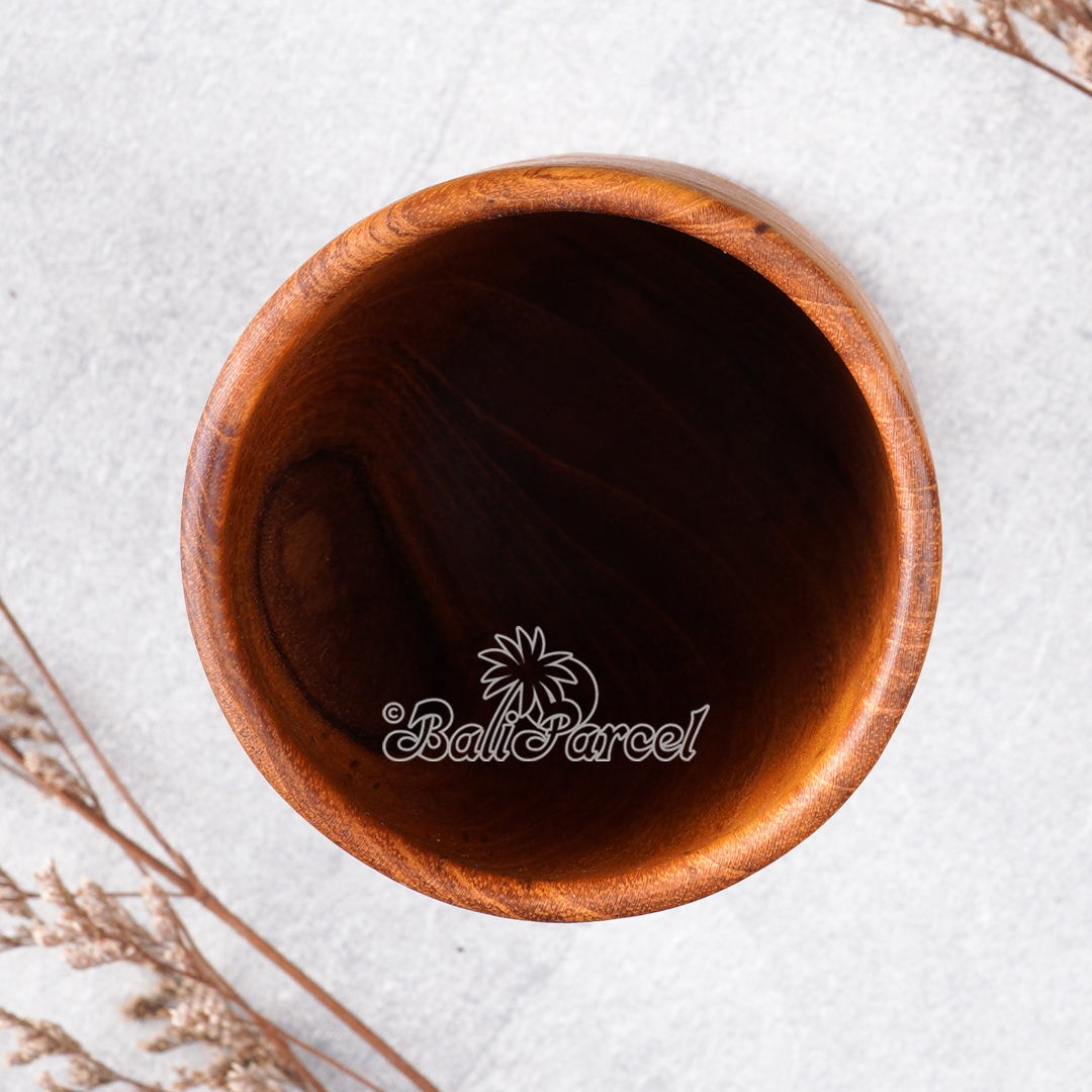 Wooden Glas, Hand Carved From Teak Wood, Finishing With Olive Oil.