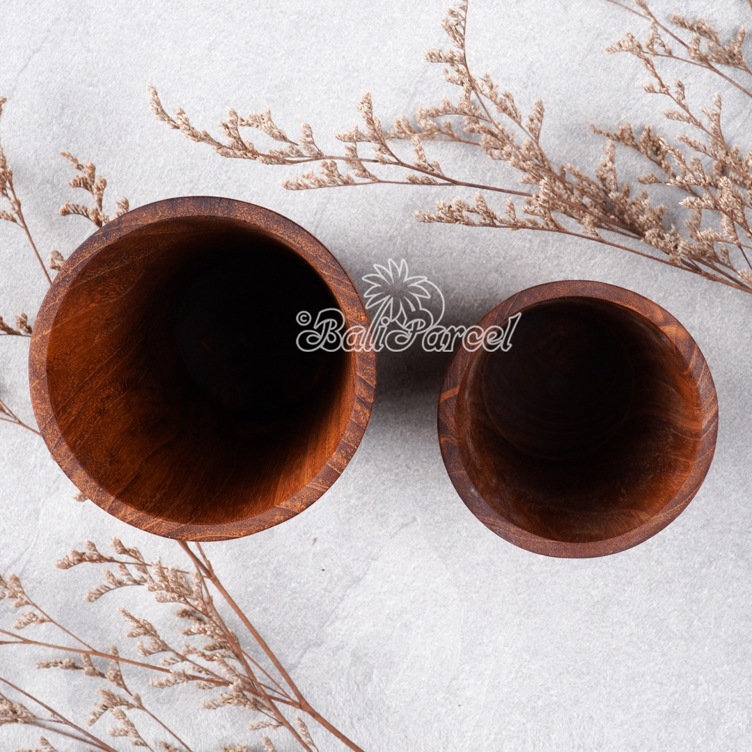 Wooden Glas, Hand Carved From Teak Wood, Finishing With Olive Oil.
