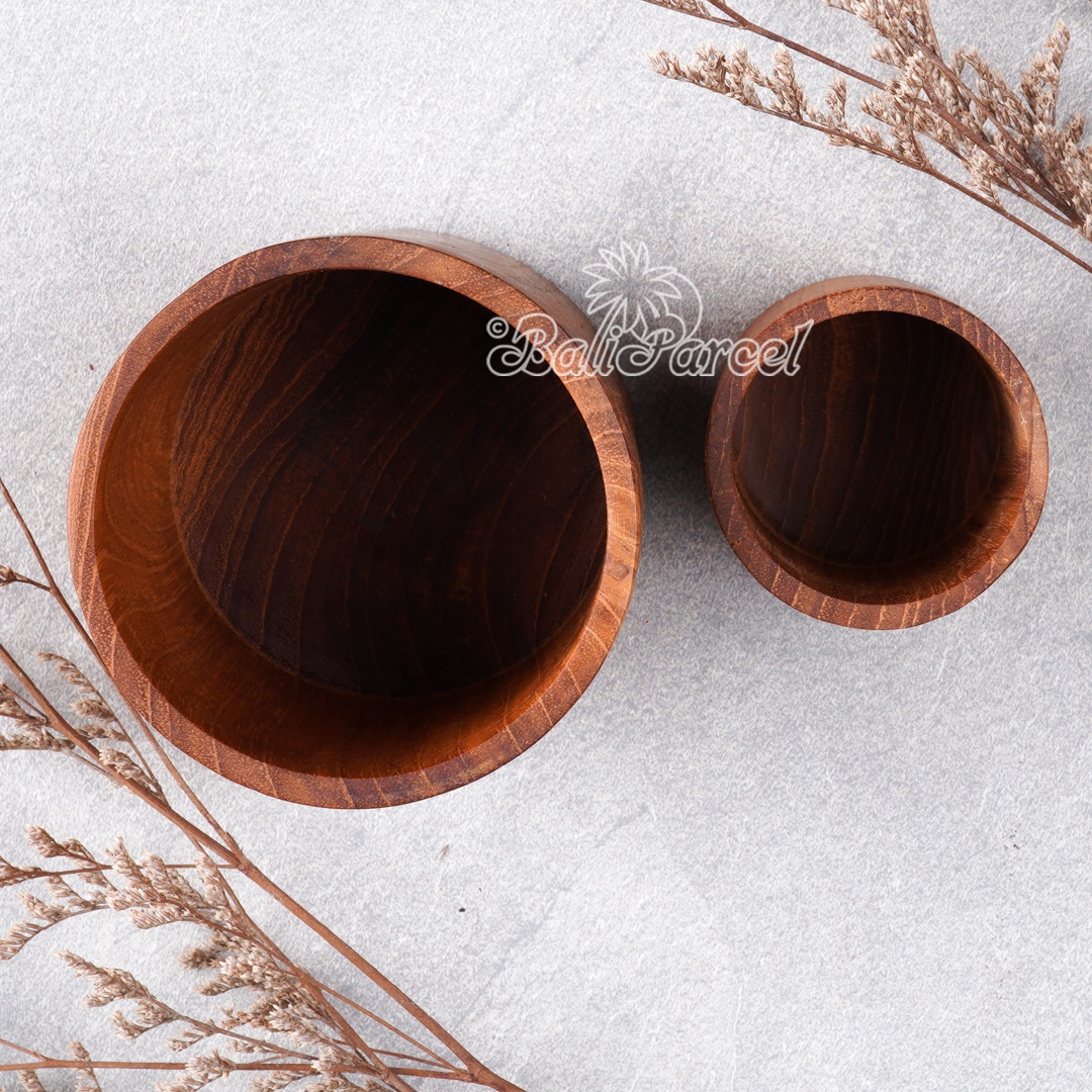 Wooden Glas, Hand Carved From Teak Wood, Finishing With Olive Oil.