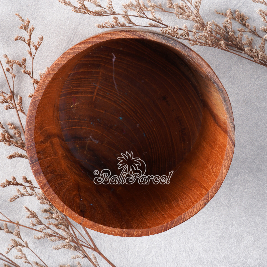 Wooden Pot, Hand Carved From Teak Wood, Finishing With Olive Oil.