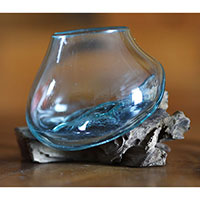 Blown Glass Bowl On Driftwood Base