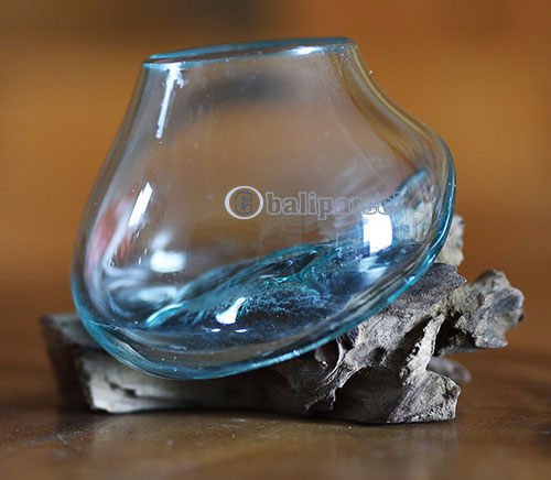 Blown Glass Bowl On Driftwood Base