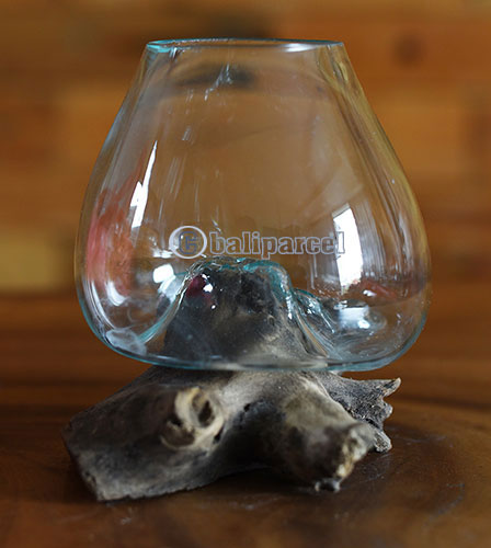 Blown Glass Bowl On Driftwood Base