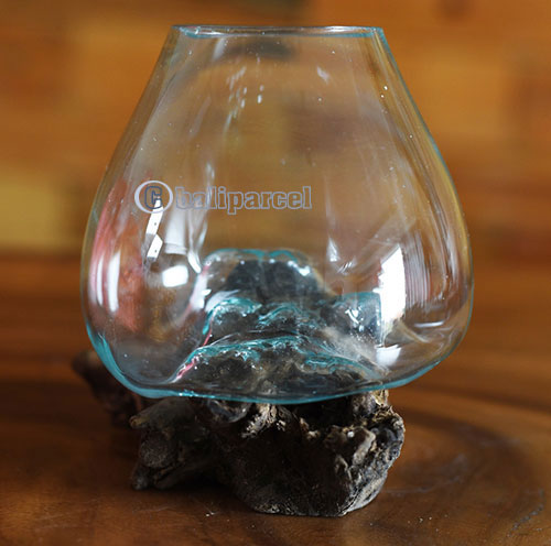 Blown Glass Bowl On Driftwood Base