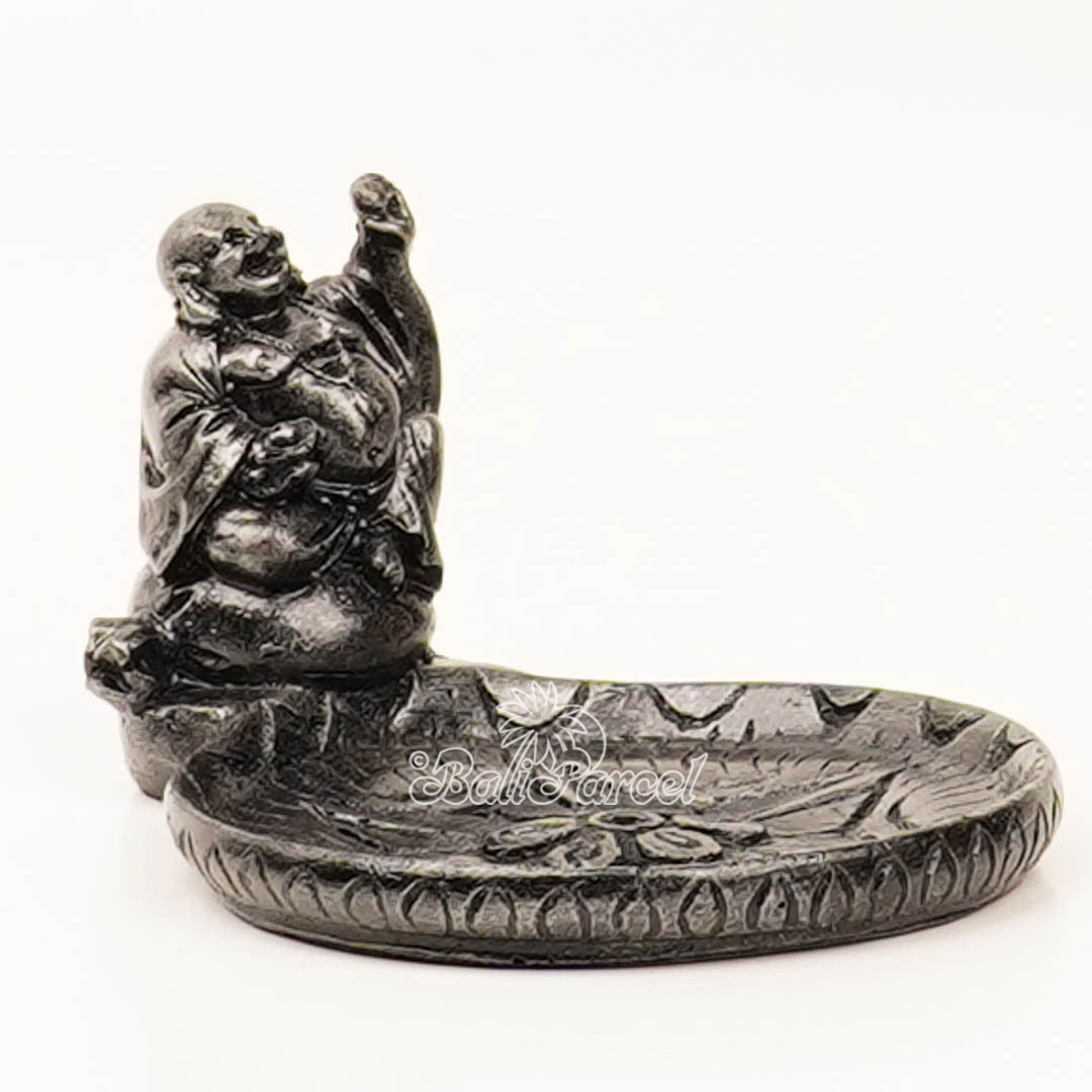The Happy Buddha Statue, For Incense Holder, Handmade From Resin