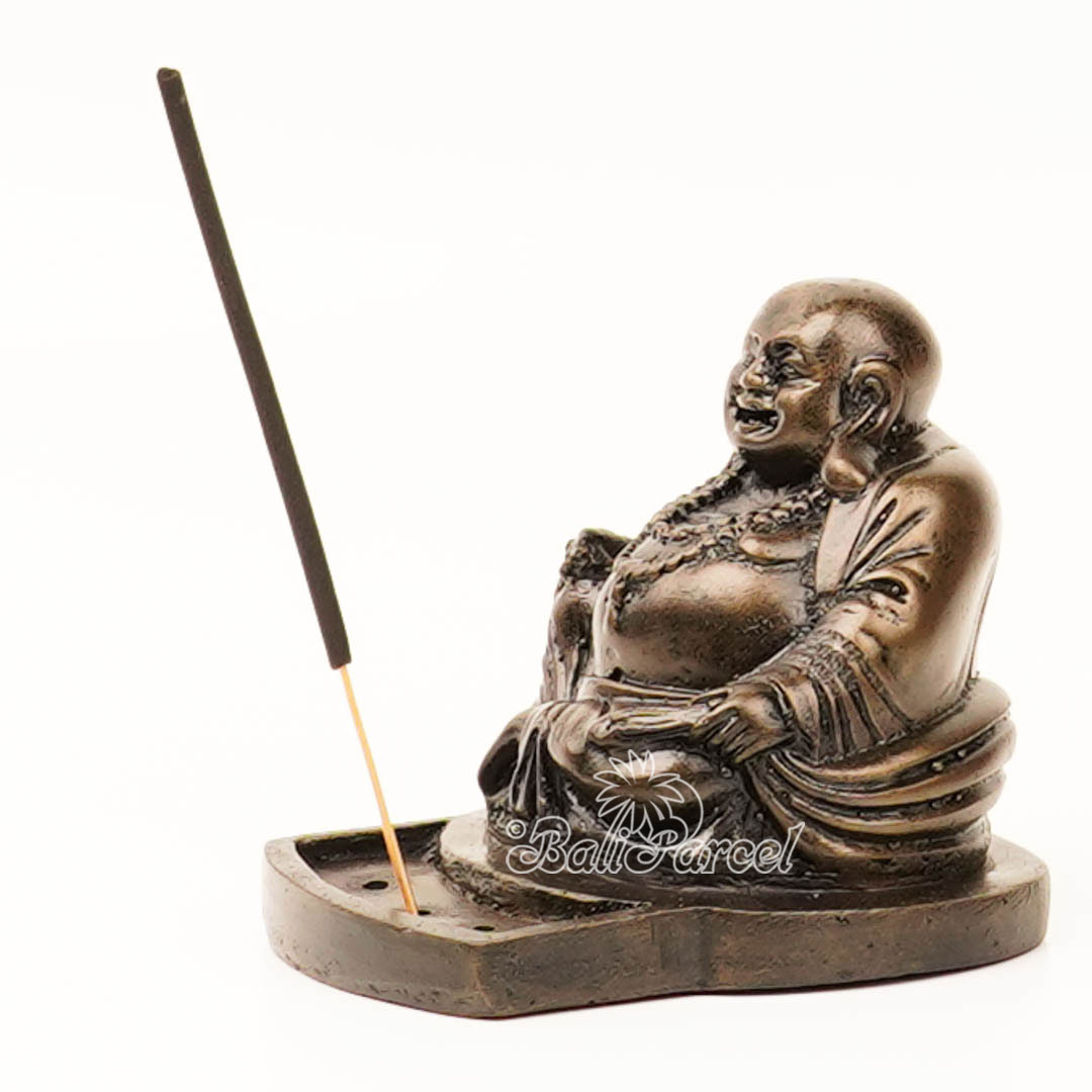 The Happy Buddha Statue, For Incense Holder, Handmade From Resin