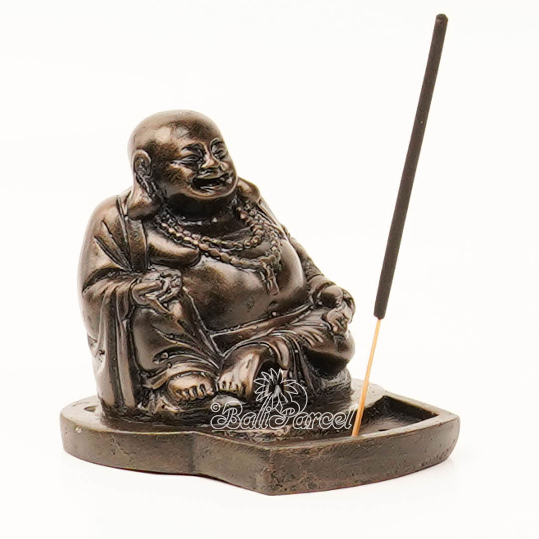 The Happy Buddha Statue, For Incense Holder, Handmade From Resin