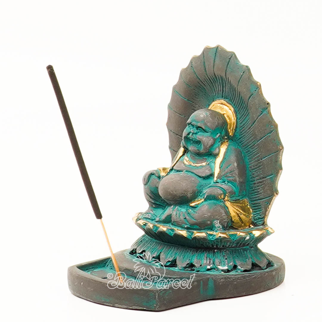 The Happy Buddha Statue, For Incense Holder, Handmade From Resin