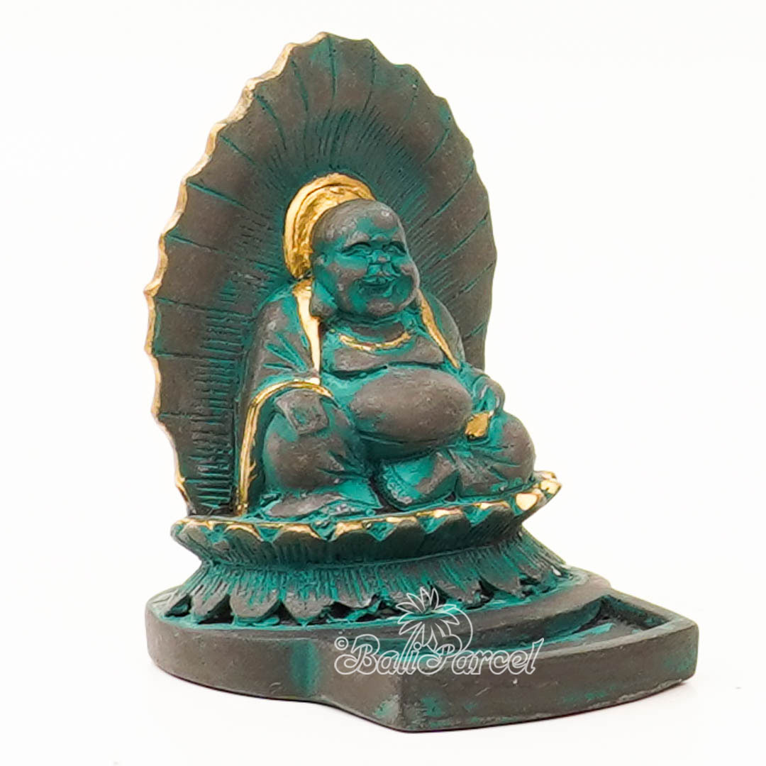 The Happy Buddha Statue, For Incense Holder, Handmade From Resin