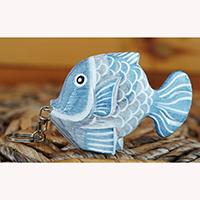 Wooden Keychain Fish, Handmade From Albesia Wood