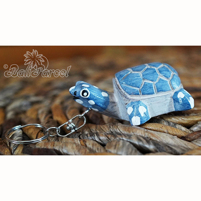 Wooden Keychain Turtle, Handmade From Albesia Wood
