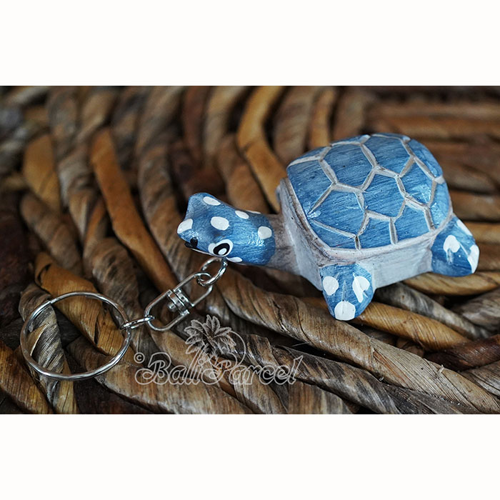 Wooden Keychain Turtle, Handmade From Albesia Wood