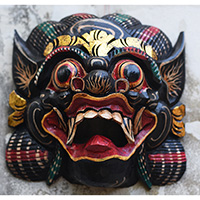Wooden Mask, Hand Carved From Albesia Wood