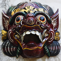 Wooden Mask, Hand Carved From Albesia Wood