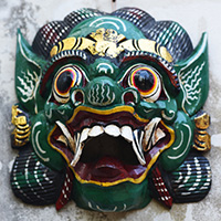 Wooden Mask, Hand Carved From Albesia Wood