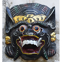Wooden Mask, Hand Carved From Albesia Wood