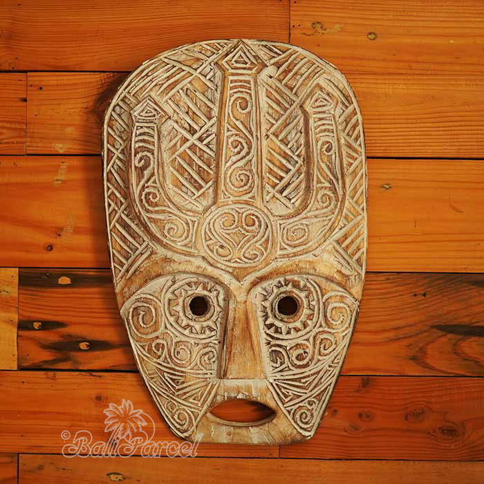 Wooden Mask, Hand Carved From Albesia Wood